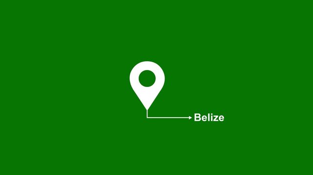 This is a United States state. of the city of Belize on green background. location icon animation. Country GPS location tracking icon. animation