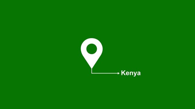 This is a United States state. of the city of Kenya on green background. location icon animation. Country GPS location tracking icon. animation