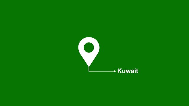 This is a United States state. of the city of Kuwait on green background. location icon animation. Country GPS location tracking icon. animation