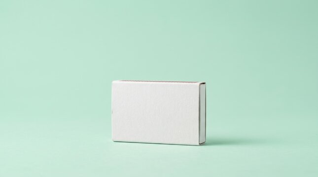 White blank matchbox side view on mint background