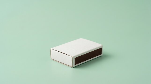 White blank matchbox on mint green background top view