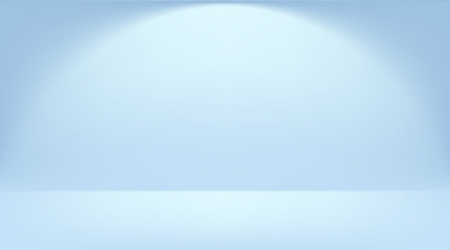 Blue elegant gradient bg studio setting with minimalist platform. Vector background soft cyan lighting, and clean space for luxury brand displays and contemporary design mockups