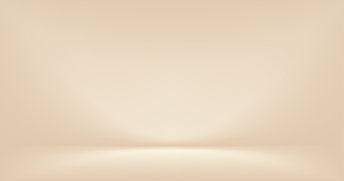 Elegant gold and beige studio background with soft gradient light. Luxury 3D backdrop for product display with warm cream tones and subtle shadows. Vector Illustration