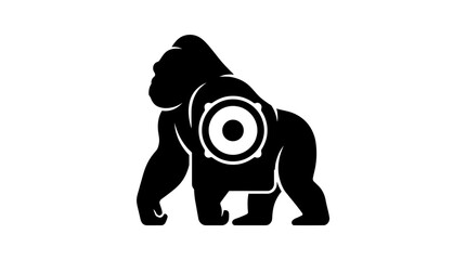 Fototapeta premium Silhouette of a Gorilla with a Target on its Back.