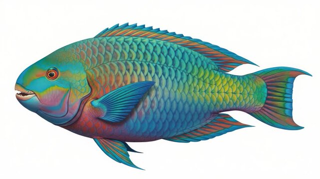 Vibrant Parrotfish Swimming in Clear Water - Exotic Marine Life