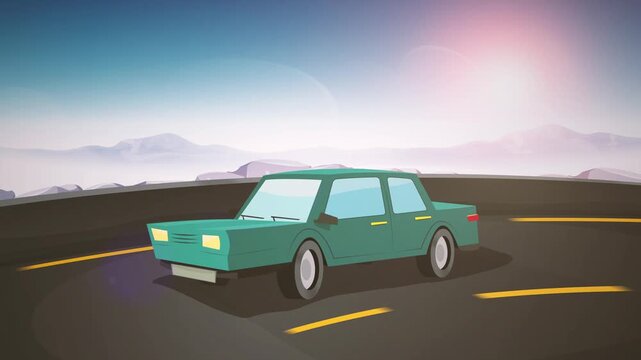 Cartoon Car Driving For Holiday Vacations Loop
Animated cartoon car driving on the highway road for summer vacations in a seamless loop