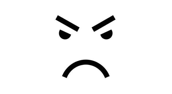 Minimalist Angry Face Illustration with Bold Eyebrows and Frowning Mouth.