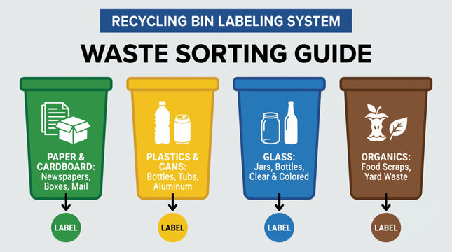 Recycling Bin Labeling System Waste Sorting Guide