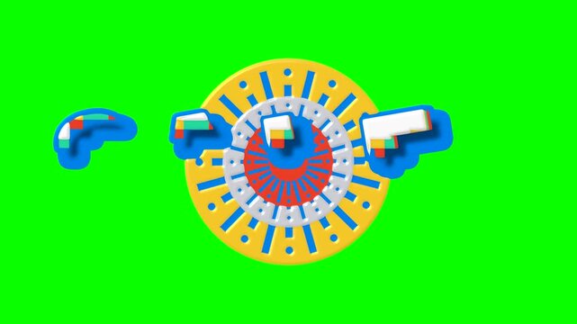 Pop art 3D text pack on green screen loop Retail buzzwords SALE SHOP SAVE OFFER DEAL BEST GIFT PERK BONUS Retro glitch distortion animation with colorful geometric sunburst ornament for promo ads
