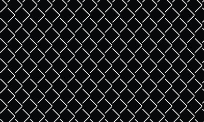 Fototapeta premium Seamless geometric zigzag pattern with white diagonal lines on black background, abstract lattice texture, modern minimalist design, and repeating monochrome wallpaper.