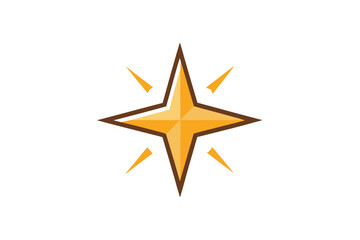 Fototapeta premium Golden star icon, shining star symbol, yellow starburst, vector star