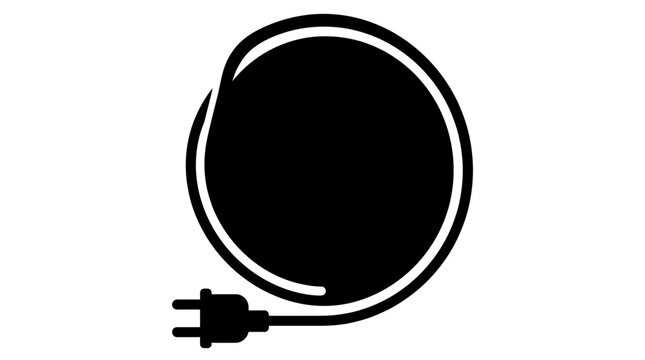 Black and White Electrical Plug and Cord in Circular Shape.