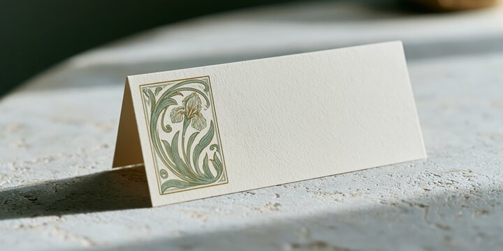 Blank decorative place card with floral design