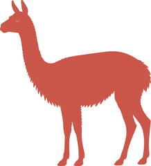 Obraz premium Terracotta llama silhouette vector, rustic red alpaca animal profile, minimalist south american guanaco icon for logo design and branding