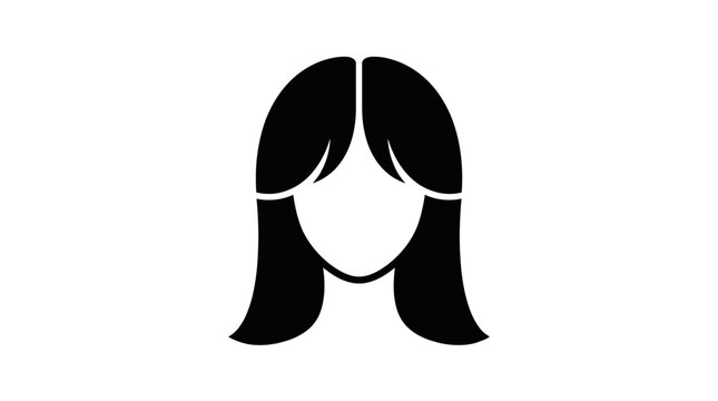 Silhouette of a Womans Haircut with Bangs in Black and White.
