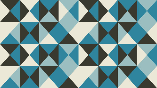 Modern geometric pattern with blue, teal and dark gray triangles