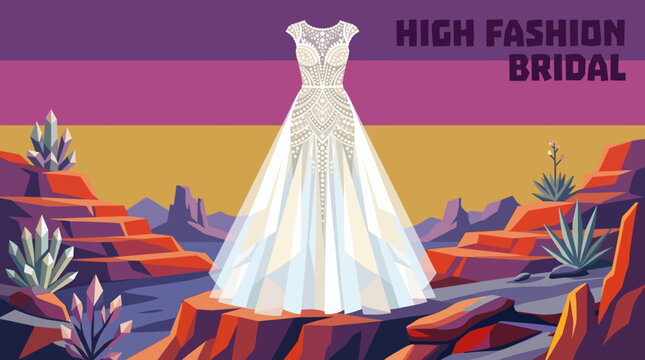 High fashion white wedding dress with pearl embellished lace bodice and flowing tulle silhouette