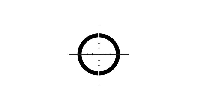 A black aiming reticle on white background.