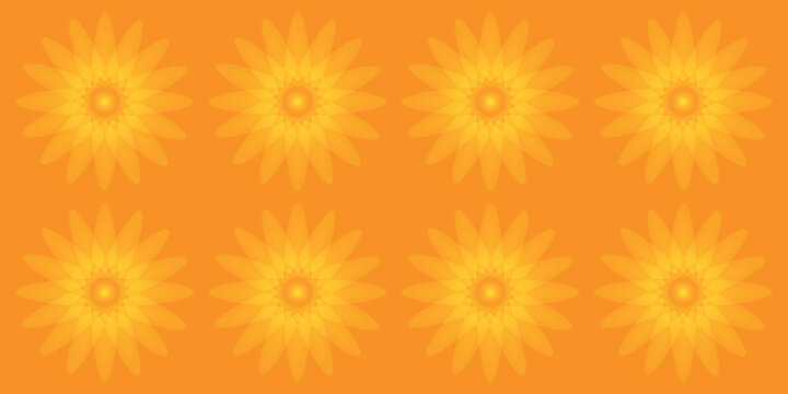 Orange Floral Pattern with Eight Identical Flowers stock image