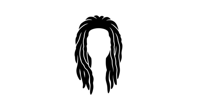 Silhouette of dreadlocks hairstyle on a white background.