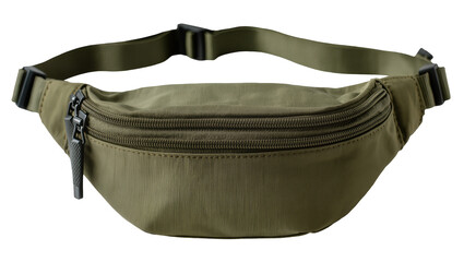 Olive green nylon fanny pack with zipper and adjustable strap © Laura