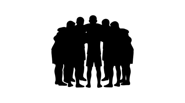 Group of people standing together united.