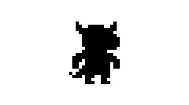 Pixel art devil character design.