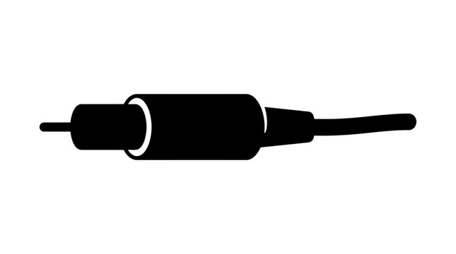 RCA Connector Illustration in Black and White for Stock Photography.