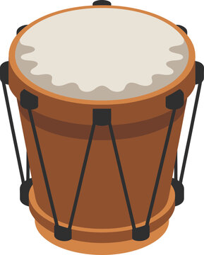 Bongo drum with stretched white skin head and wood frame vector.