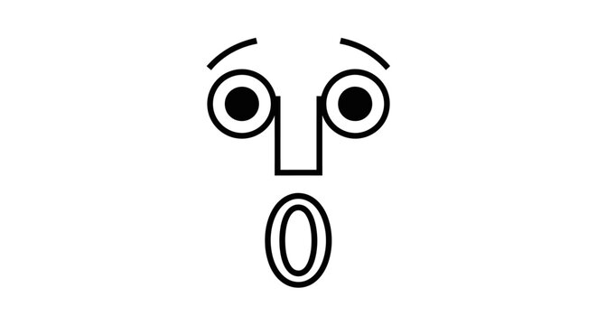 Simple Line Drawing of a Surprised Face with Wide Eyes.