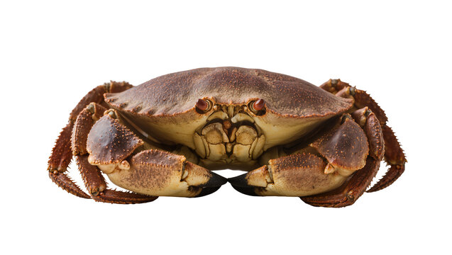 Brown crab with large claws and spiky legs