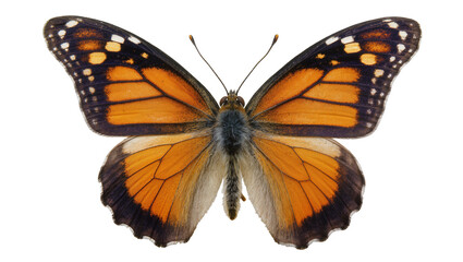 Orange and black butterfly with white spots on wings © Jonas