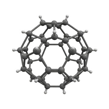 Black and white molecular structure of fullerene c60 buckminsterfullerene
