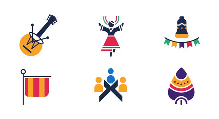 Fototapeta premium Collection of Traditional Cultural Symbols and Icons 1.