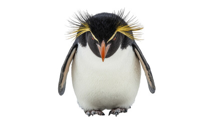 Rockhopper penguin with yellow crest and orange beak © Lena
