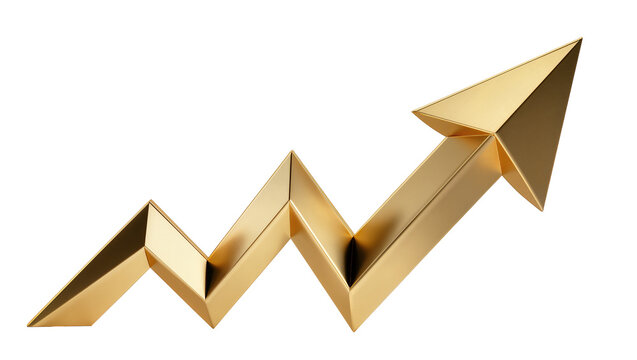 Golden arrow graph pointing upwards