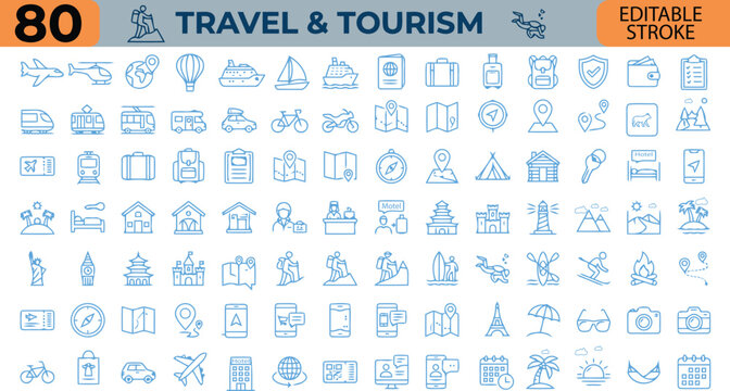 Travel and tourism icons set