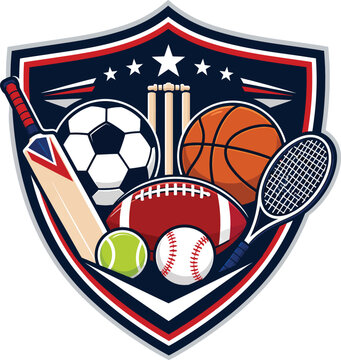 Multi sports equipment shield badge