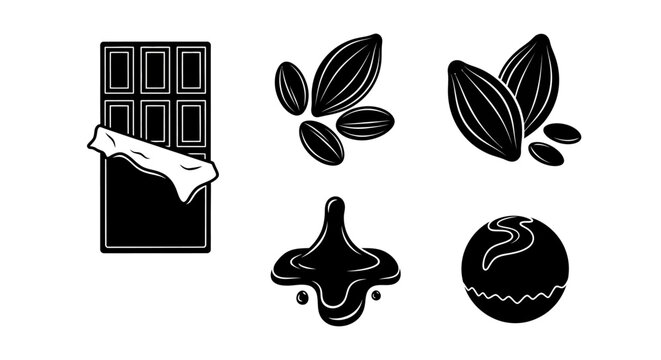 Chocolate Icons Set Sweet Confectionery Food Items.