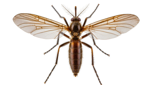 Detailed macro view of a crane fly with wings and segmented body