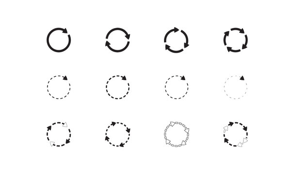 Variety of circular arrow designs, solid, dotted, and broken line styles.