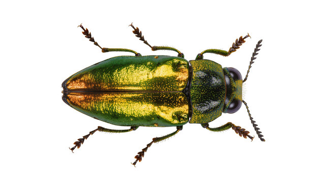 Metallic green and gold jewel beetle insect macro