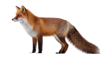 Fototapeta premium Red fox standing profile view with bushy tail