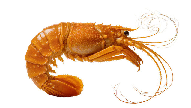 Orange Spiny Lobster with long antennae and segmented tail