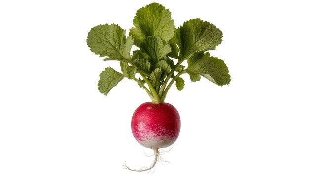 Fresh red radish with green leaves and root
