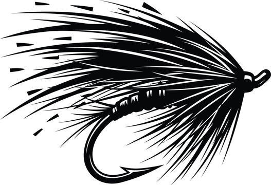 Graphic fishing fly lure bait for angling sport activity vector artwork