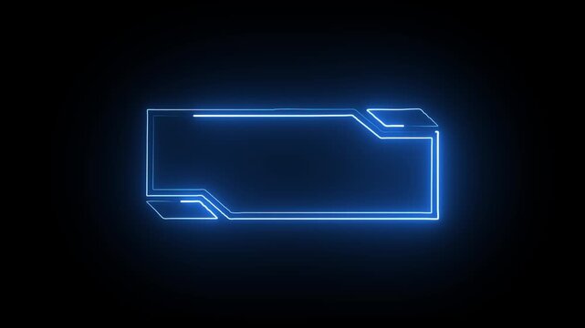 Neon rectangular frames with shining effects on Black background. Square box with neon lines. neon box pattern. Neon blue digital hud lights wiggle on black background