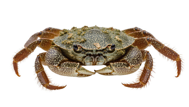 Marine crab with textured shell and spiky legs