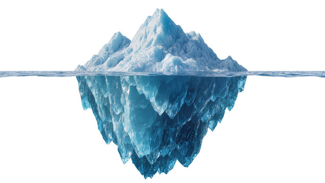 Large iceberg with visible underwater portion in blue water