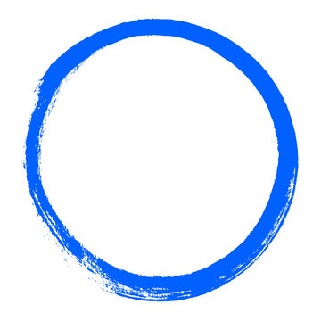 Gemalter Pinsel Kreis in blau als runde Umrandung